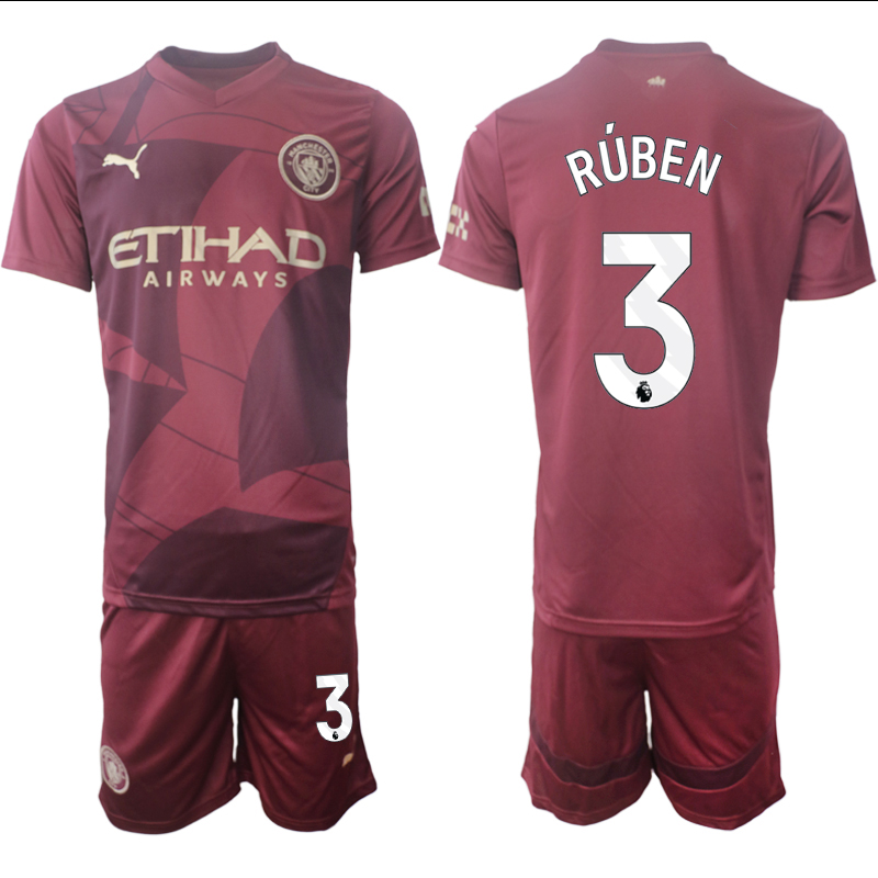 Men 2024-2025 Club Manchester City away red #3 Soccer Jersey